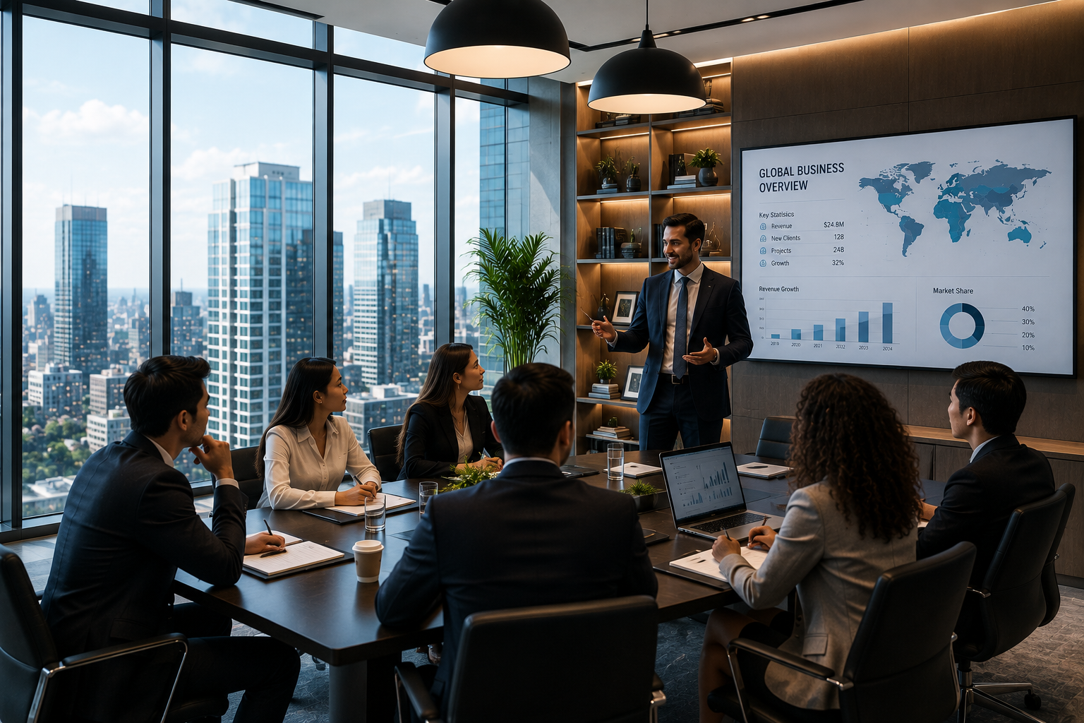 Business team developing corporate strategy