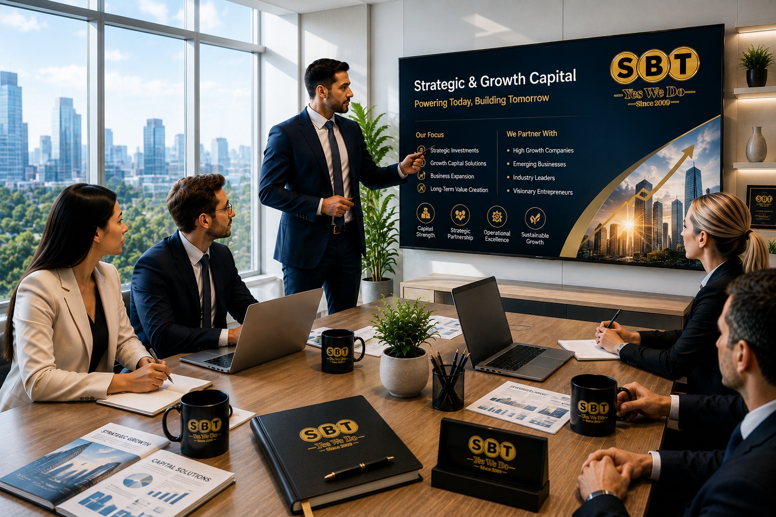 Strategic business investment meeting